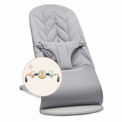 Bouncer Bundle with Toy - Light grey / Woven, Petal quilt / Light grey / Googly eyes Pastel