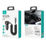 shumee 60W USAMS Hitri polnilni polnilnik 2xUSB-C/USB-A za avto, črne barve