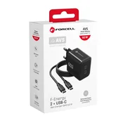 Forcell F-Energy GaN III zidni punjac VT-60, 2× USB-C, 60 W, s USB-C kabelom