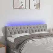 Vidaxl vidaXL Vzglavje postelje z LED svetlo sivo 144x7x78/88 cm blago