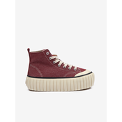 Burgundy womens ankle sneakers on Diesel Hanami platform - Womens