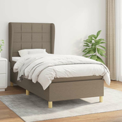 Greatstore Box spring postelja z vzmetnico taupe 90x200 cm blago