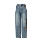 Ed Hardy Kavbojke Crawling Dragon moder denim/zelena