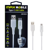 MaxMobile data kabel TYPE C-TYPE C UDC3028 KEVLAR WHITE QC 3A 1m