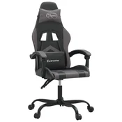 Vidaxl Gaming stol črno in siva umetno usnje