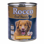 Varčno pakiranje: Rocco Real Hearts 24 x 800 g - Govedina s celimi piščančjimi srci