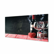 tulup.si Slika na akrilnem steklu Srce steklo vinske kozarce 125x50 cm 4 obešalnika