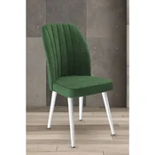 Hanah Home set trpezarijskih stolica Platinum 2 kom, kaki zelena tkanina Jerry, bele metalne noge
