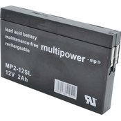 MULTIPOWER multipower MP2-12SL MP2-12SL svinčeni akumulator 12 V 2 Ah svinčevo-koprenast (Š x V x G) 148 x 90 x 20 mm ploščati vtič 4\,8 mm brez vzdrževanja\, nizko samopraznjenje, (20439269)