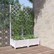 Vidaxl vidaXL Vrtni sadilnik z rešetko, bel, 80x40x121,5 cm, PP