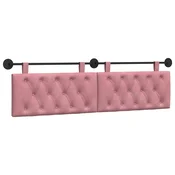 Vidaxl Viseče vzglavje postelje Z LED svetlobo Roza Žamet