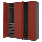 PAX / VIKANES Kombinacija garderobera, tamnosiva/crveno-smeda, 200x60x236 cm