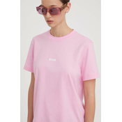 Bombažna kratka majica MSGM ženski, roza barva