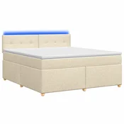 vidaXL Postelja boxspring z vzmetnico Krem 140 x 200 cm Blago