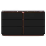 Casa Padrino luxury solid wood dresser with 6 drawers black/copper 150 x 50 x H. 90 cm - Bedroom chest of drawers - Bedroom furniture - Luxury furniture - Luxury furnishings