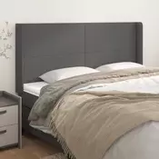 Uzglavlje s ušima sivo 203x16x118/128 cm od umjetne kože
