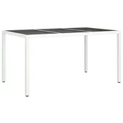 vidaXL Vrtna jedilna miza Bela 150x90x75 cm Poli Ratan