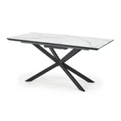 Stol Houston 1378 Crna, Bijeli mramor, 76x90x160cm, EstensioneNastavak, Medijapan, Keramičko, Metal