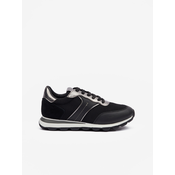 Black womens sneakers with leather details Geox Spherica V Series