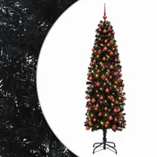 Vidaxl Umetno ozko božično drevesce z božično kroglico 180 cm 300 LED