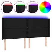 Vidaxl LED posteljno vzglavje črno 183x16x118/128 cm blago