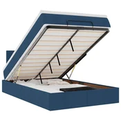 Vidaxl Otomanska postelja z vzmetnico & LEDs modra 120x190 cm blago