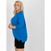 RELEVANCE Ženska bluza plus size z zlato aplikacijo AMELIA temno modra RV-BZ-7589.66P_385108 Univerzalni