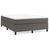 Vidaxl Posteljni okvir z vzmetmi siv 140x200 cm umetno usnje