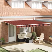 vidaXL vidaXL Ročna retraktibilna tenda Rdeča in Rjava 450x350 cm, (22150138)