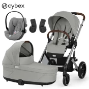 cybex gold otroški voziček set s 3v1 balios™ s lux stone grey (frame silver) + cloud™ g stone grey plus + adapter