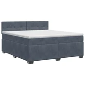 vidaXL Postelja boxspring z vzmetnico Temno siva 160 x 200 cm Žamet