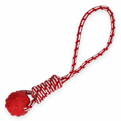 Piskajoča žoga na vrvici za pse, rdeča – 40 cm