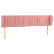 Vidaxl Vzglavje z ušesi roza 203x23x78/88 cm žamet