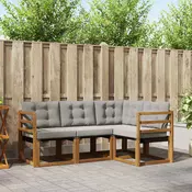 Set vanjskih sofa 4 kom. Prirodna i svijetlo siva