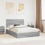 Vidaxl Konstrukcija postelje Siva Sonoma 150 x 200 cm Konstruiran les