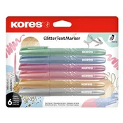 Set podebljivača, 3–5 mm, KORES Glitter, 6 različitih šljokičastih boja