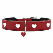 Hunter ogrlica za pse Love S/M 50 cm, koža crvena/crna