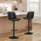 Songmics Set barskih stolov nastavljive višine 44x48x90-112 cm Črna