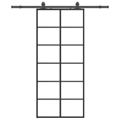 vidaXL vidaXL Drsna vrata z opremo črna 90x205 cm ESG steklo, (21749542)