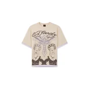 Ed Hardy Majica  ecru / nebeško modra / antracit