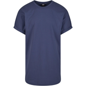 Mens Long Shaped Turnup Tee T-Shirt - Blue