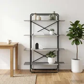 vidaXL Knjižna polica 4 ravni 100 x 35 x 140 cm PB Siva Sonoma