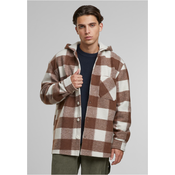 Big Check Hooded Shirt Jacket White Sand/Brown