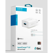 Ttec SpeedPunjac QC zidni punjac s mikro USB kabelom bijeli