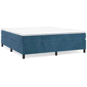 Vidaxl Posteljni okvir z vzmetmi temno moder 180x200 cm žamet