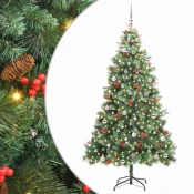 vidaXL vidaXL Umestno božično drevo z LED lučmi Zelena 240 cm PVC in kovina, (5000067685)
