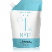 Naif Baby & Kids 2-in-1 otroški gel za umivanje in šampon brez dodanih dišav Reffil 500 ml