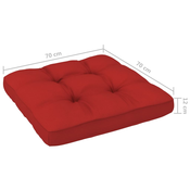 vidaXL Blazina za kavč iz palet rdeča 70x70x12 cm