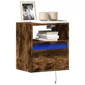 Vidaxl vidaXL Stenske TV omarice z LED osvetlitvijo, 2 kosa, dimljen hrast, 41x31x45 cm