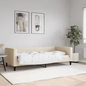 shumee vidaXL Kavč z ležiščem, kremne barve, 90x200 cm, oblazinjenje iz blaga